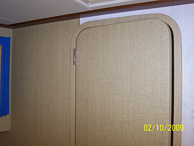 Yacht interior wallcovering installation