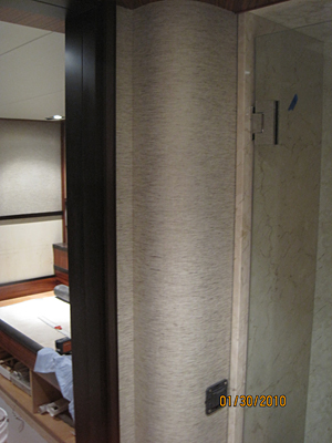 Yacht interior wallcovering installation