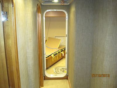 Yacht interior wallcovering installation