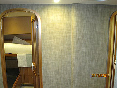 Yacht interior wallcovering installation