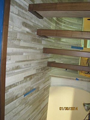 Yacht interior wallcovering installation